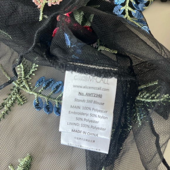 Alice McCall Time Stands Still Ruffled Embroidered Tulle Blouse in Black - Picture 9 of 13